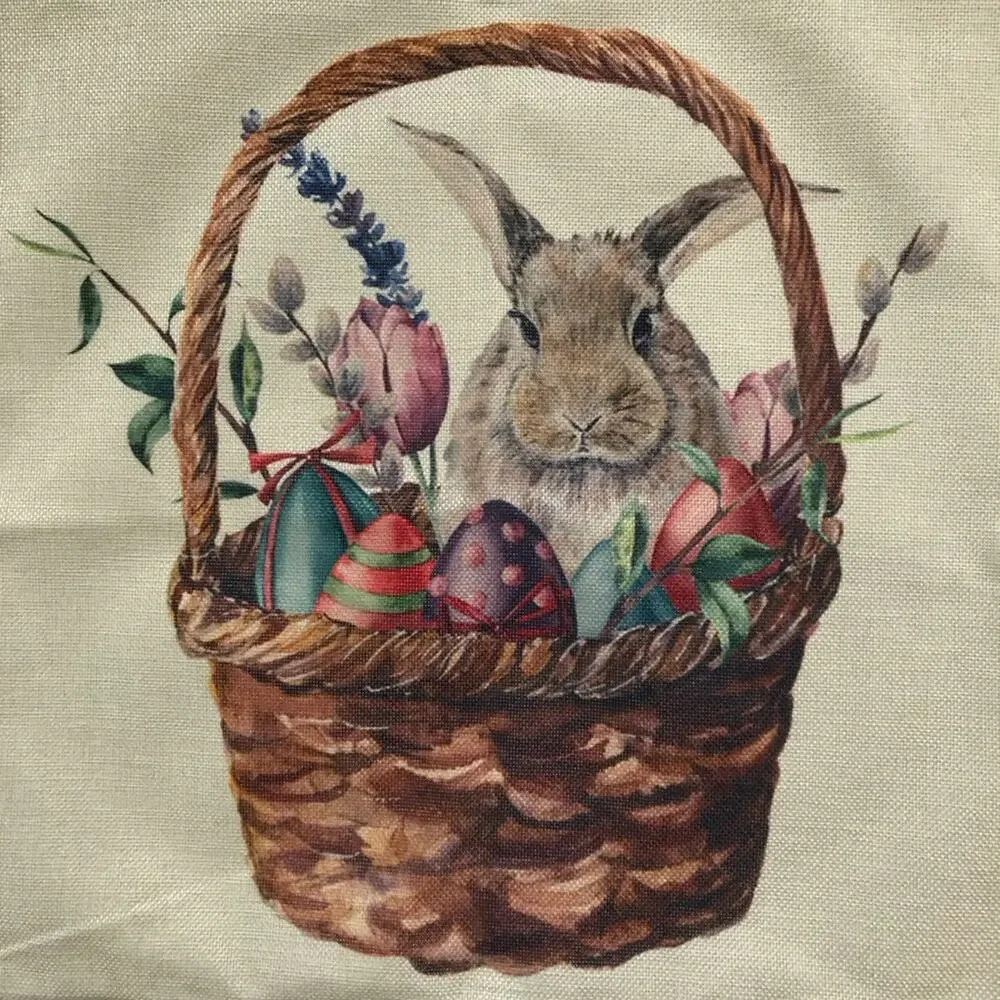 Easter Bunny & Egg NWT 4 Decorative Pillow Cases Spring Farmhouse Floral